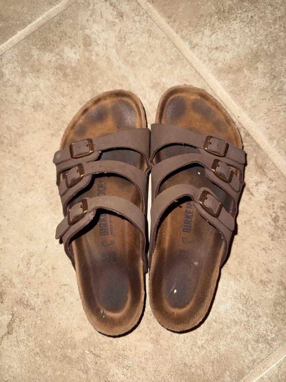 Birkenstock Brown Triple Strap Sandals - Picture 3 of 6